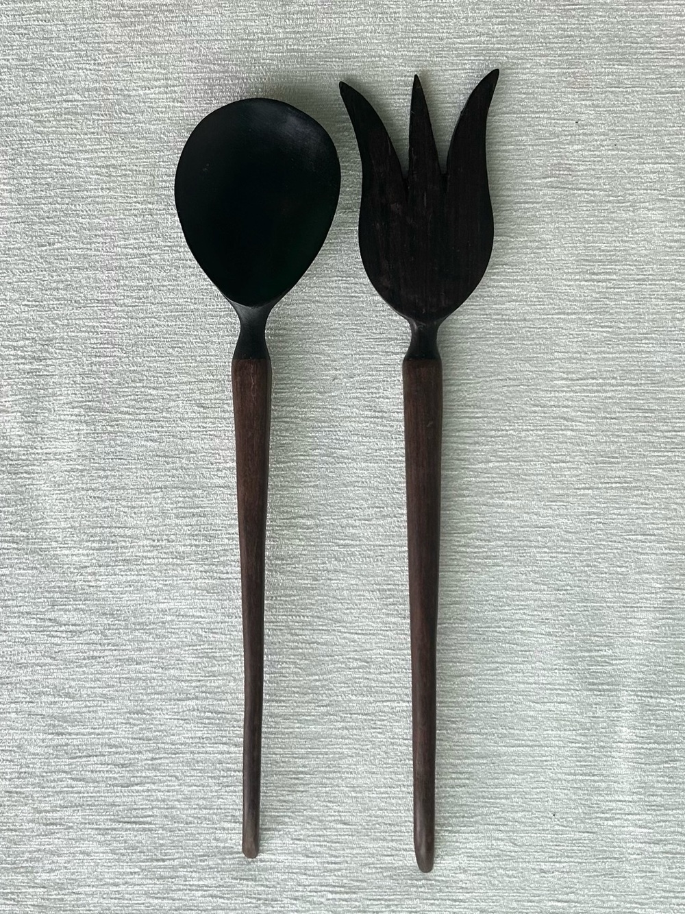 HANDCRAFTED exotic hard wood (ebony/rosewood) salad server set african ⭐️NEW⭐️
